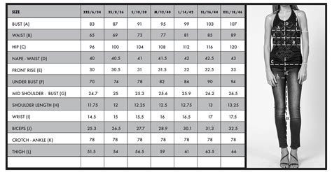 size guide women Clothing Size Chart 